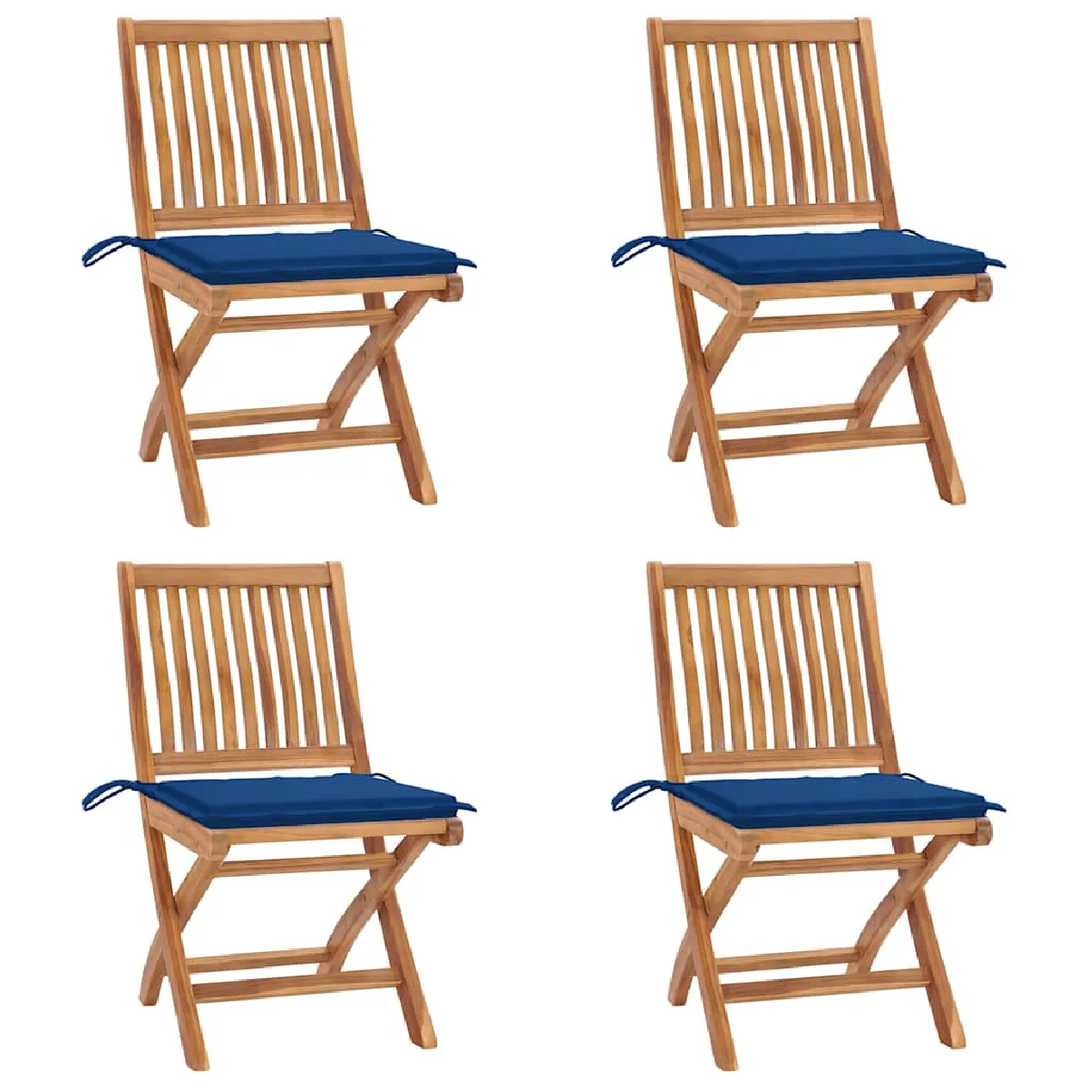 vidaXL Chaises pliables de jardin avec coussins lot de 4 Teck solide