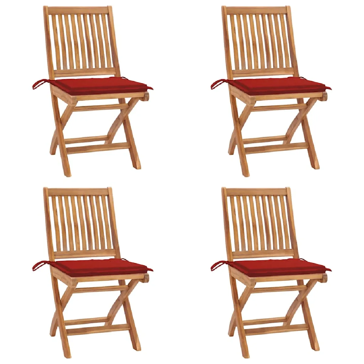 vidaXL Chaises pliables de jardin avec coussins lot de 4 Teck solide