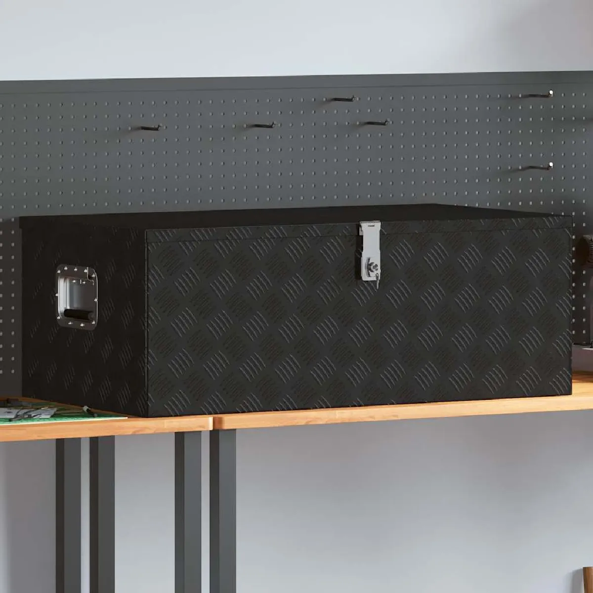 Vidaxl Noir Boîte De Rangement 100X55x37 Cm Aluminium