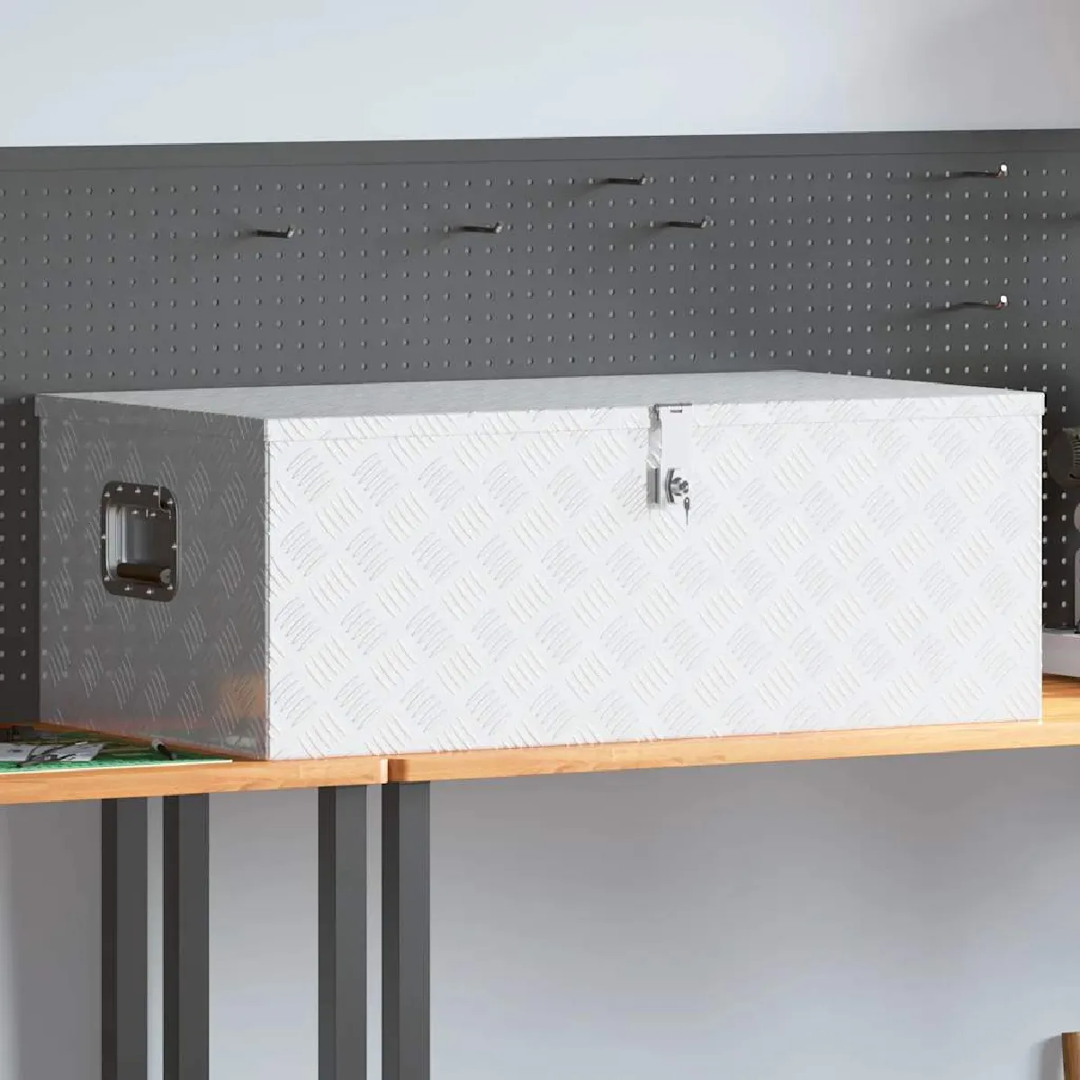 vidaXL Boîte de rangement 100x55x37 cm Aluminium 152257