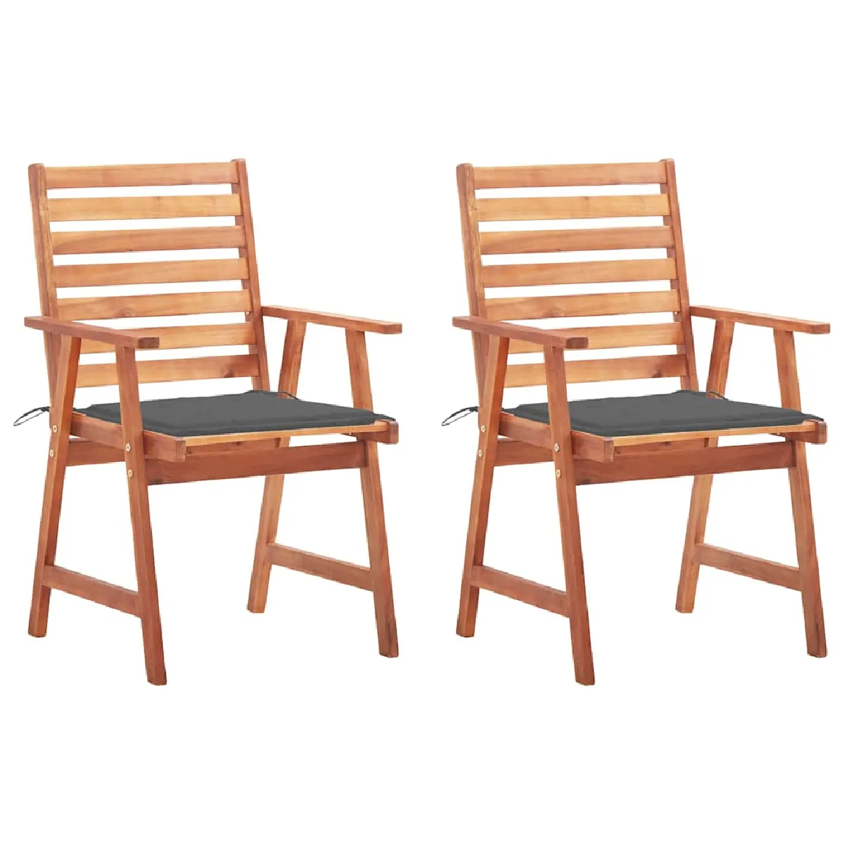 Vidaxl Chaises À Manger D'extérieur Lot De 2 Et Coussins Acacia Massif