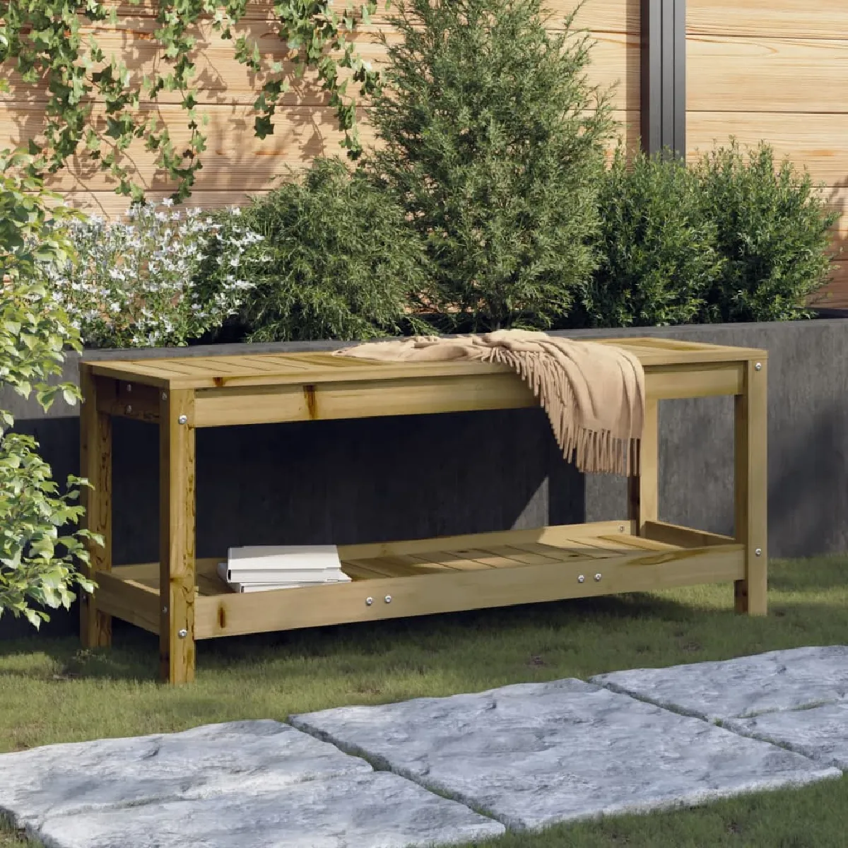 Banc de jardin Non spécifié 108x35x45 cm Bois de pin imprégné 2 personnes Extérieur - vue 2
