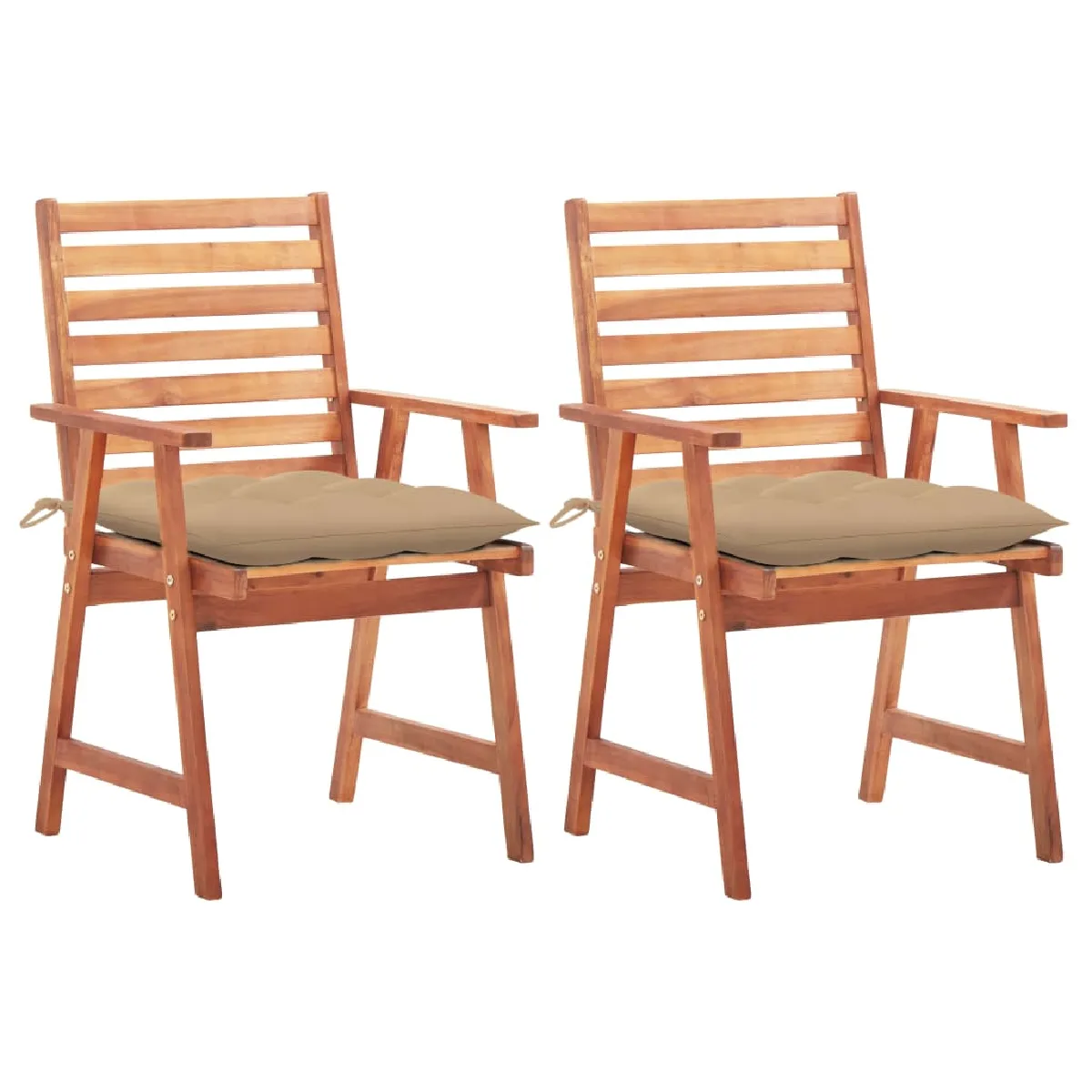 vidaXL Chaises d'extérieur en acacia 2 pcs Coussins beiges - vue 2