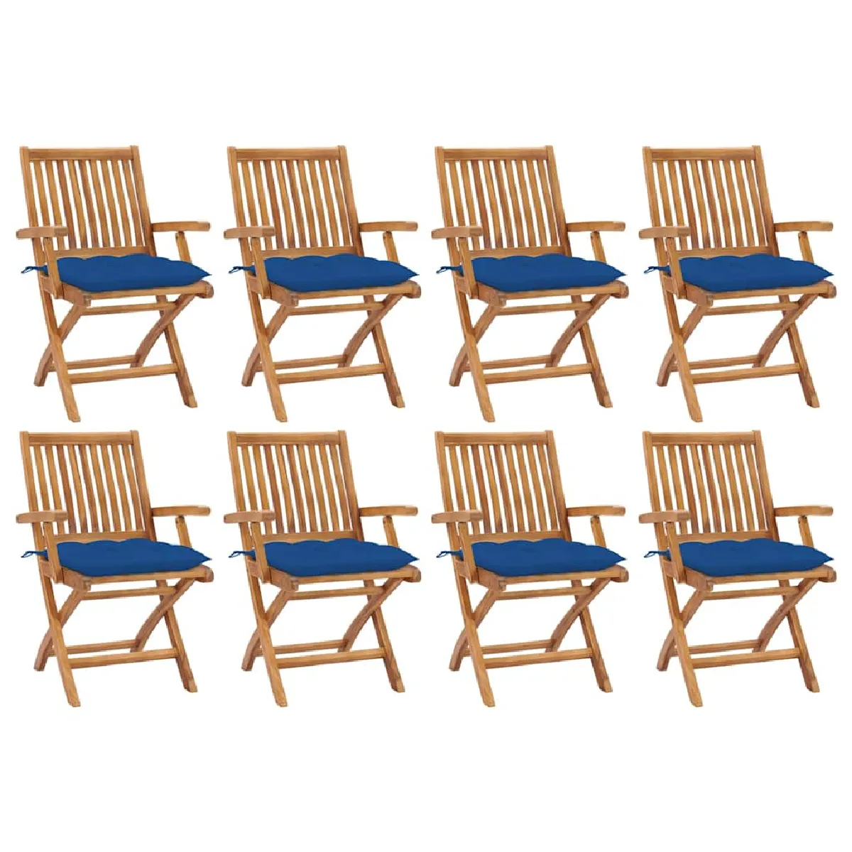 Non Communiqué Vidaxl Chaises Pliables De Jardin Avec Coussins 8 Pcs Teck Solide - Image 3