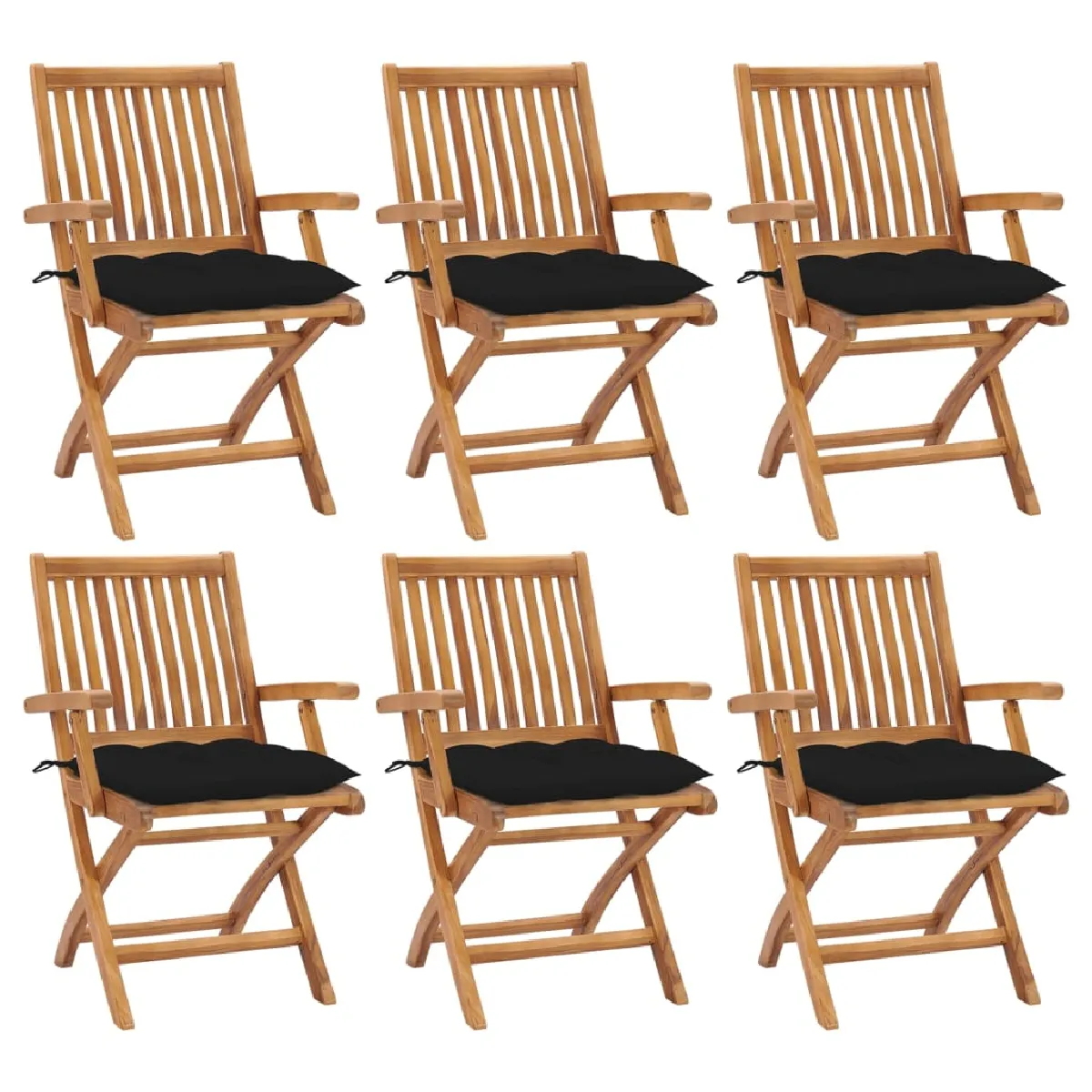 VIDAXL Chaises pliables avec coussins Teck - vue 10
