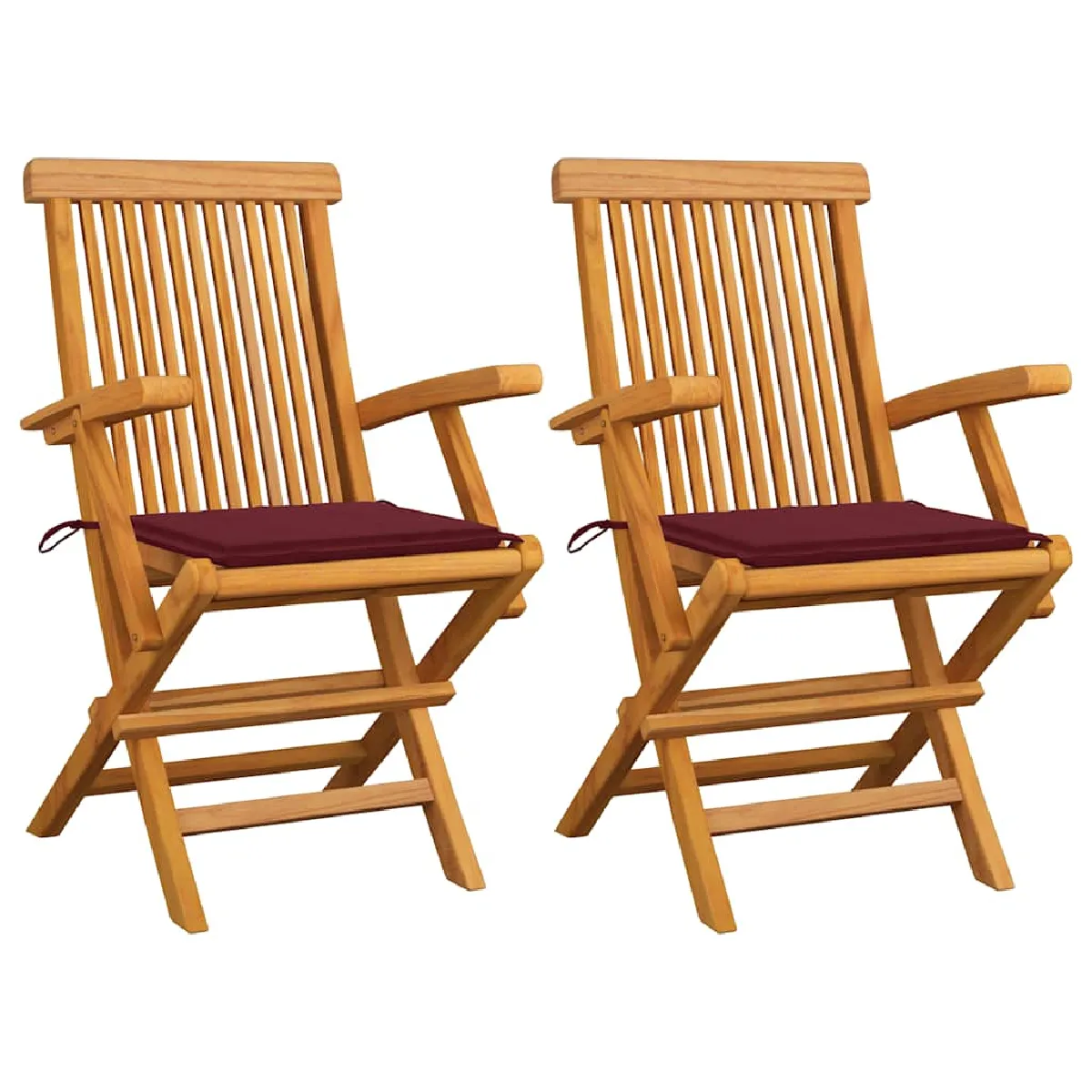 vidaXL Chaises de jardin en teck avec coussins - vue 5