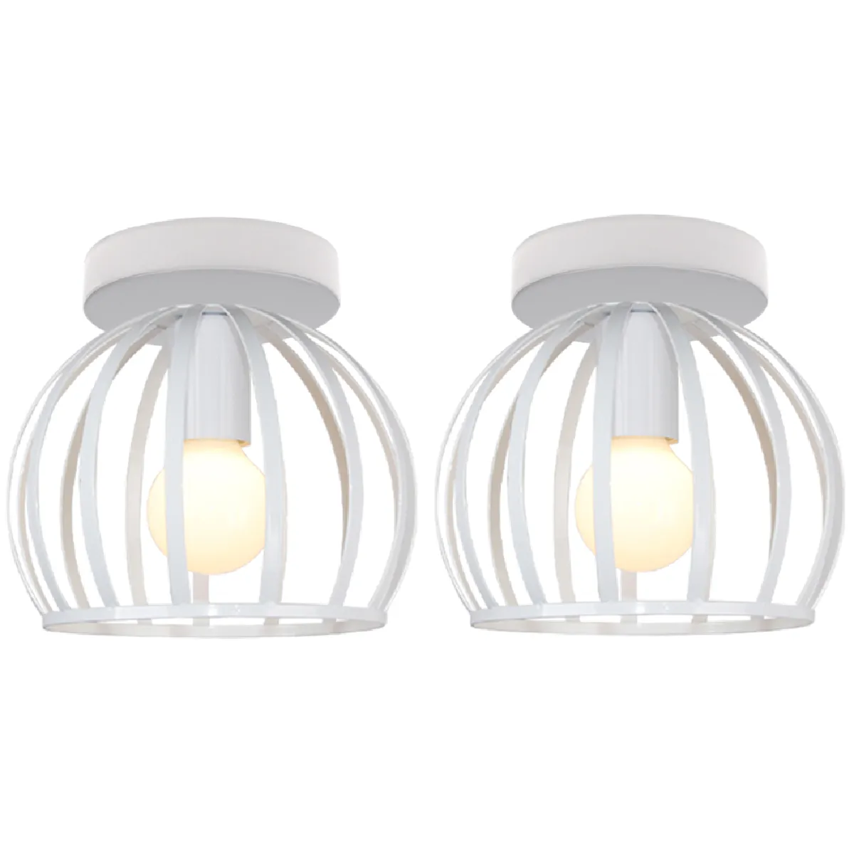 Stoex Plafonnier cage métal rond - Blanc
