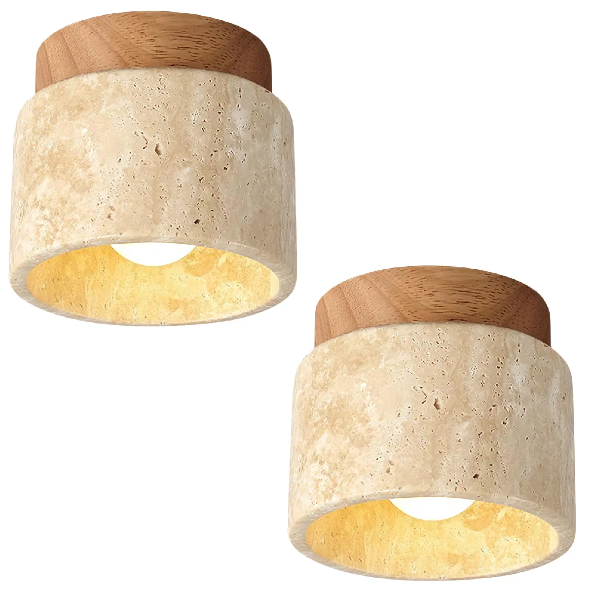 Stoex Plafonnier rond en pierre – Blanc