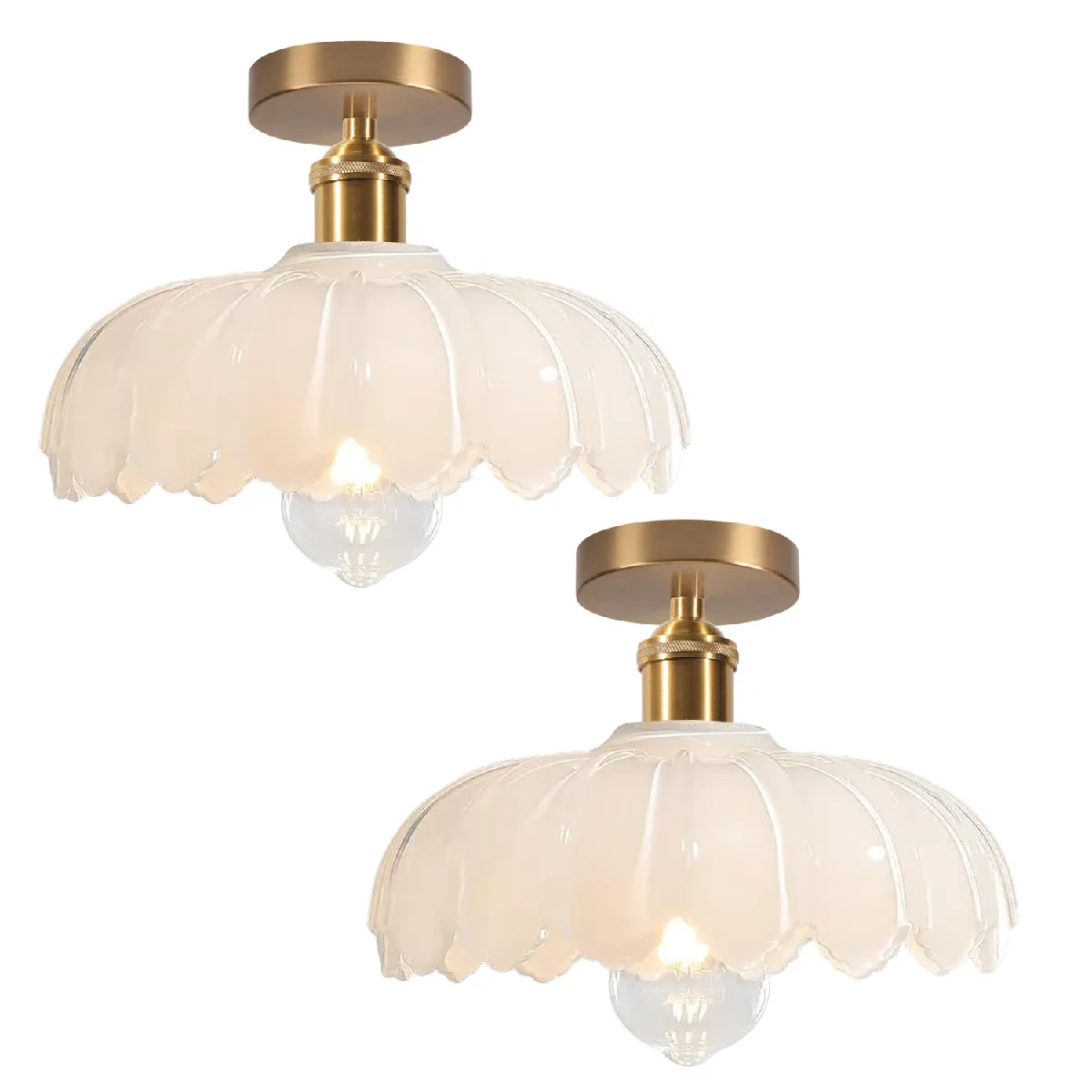 STOEX 2PCS Plafonnier En Verre Lampe De Plafond En Cristal Rétro Lustre Moderne E27 - vue 4