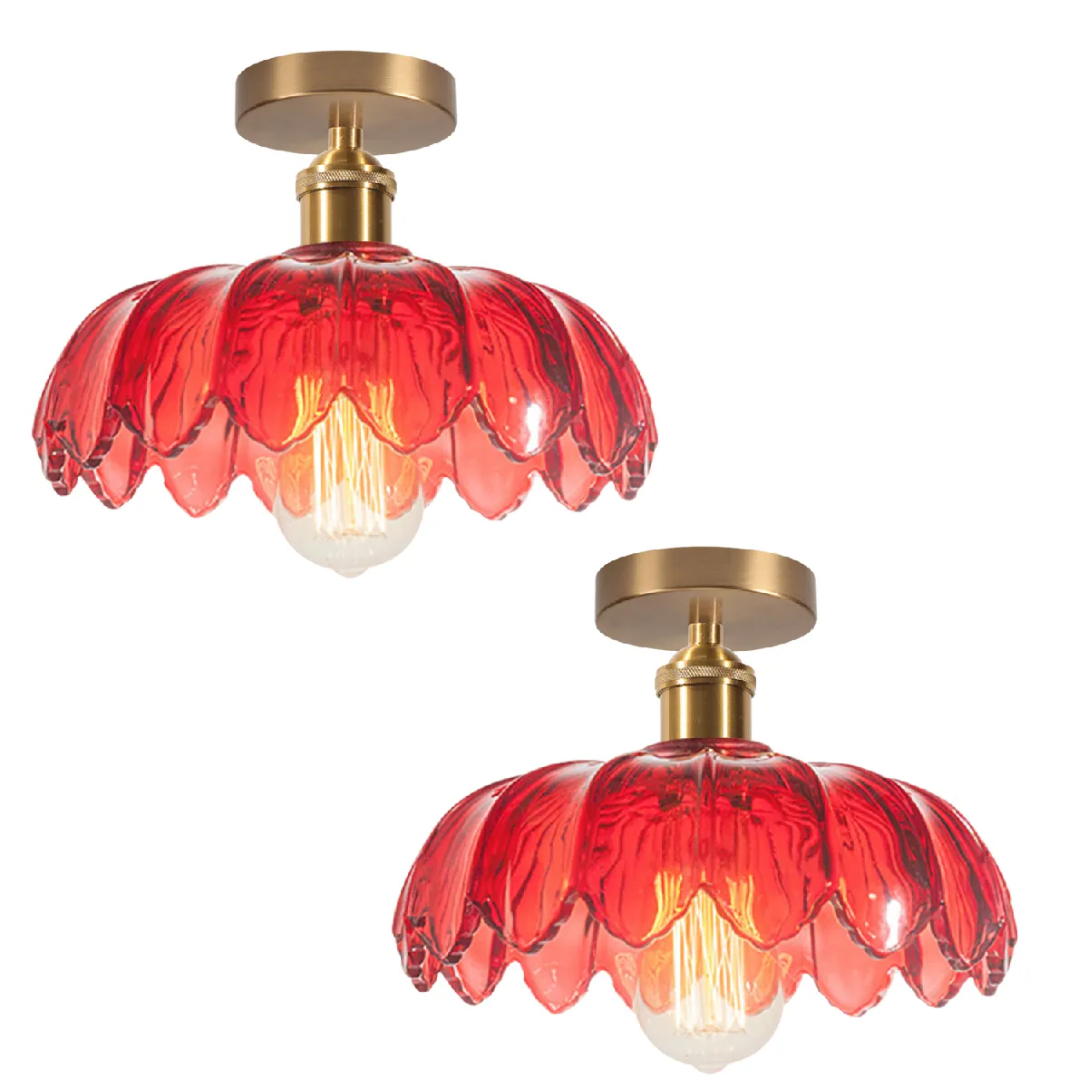 STOEX 2PCS Plafonnier En Verre Lampe De Plafond En Cristal Rétro Lustre Moderne E27 - vue 2