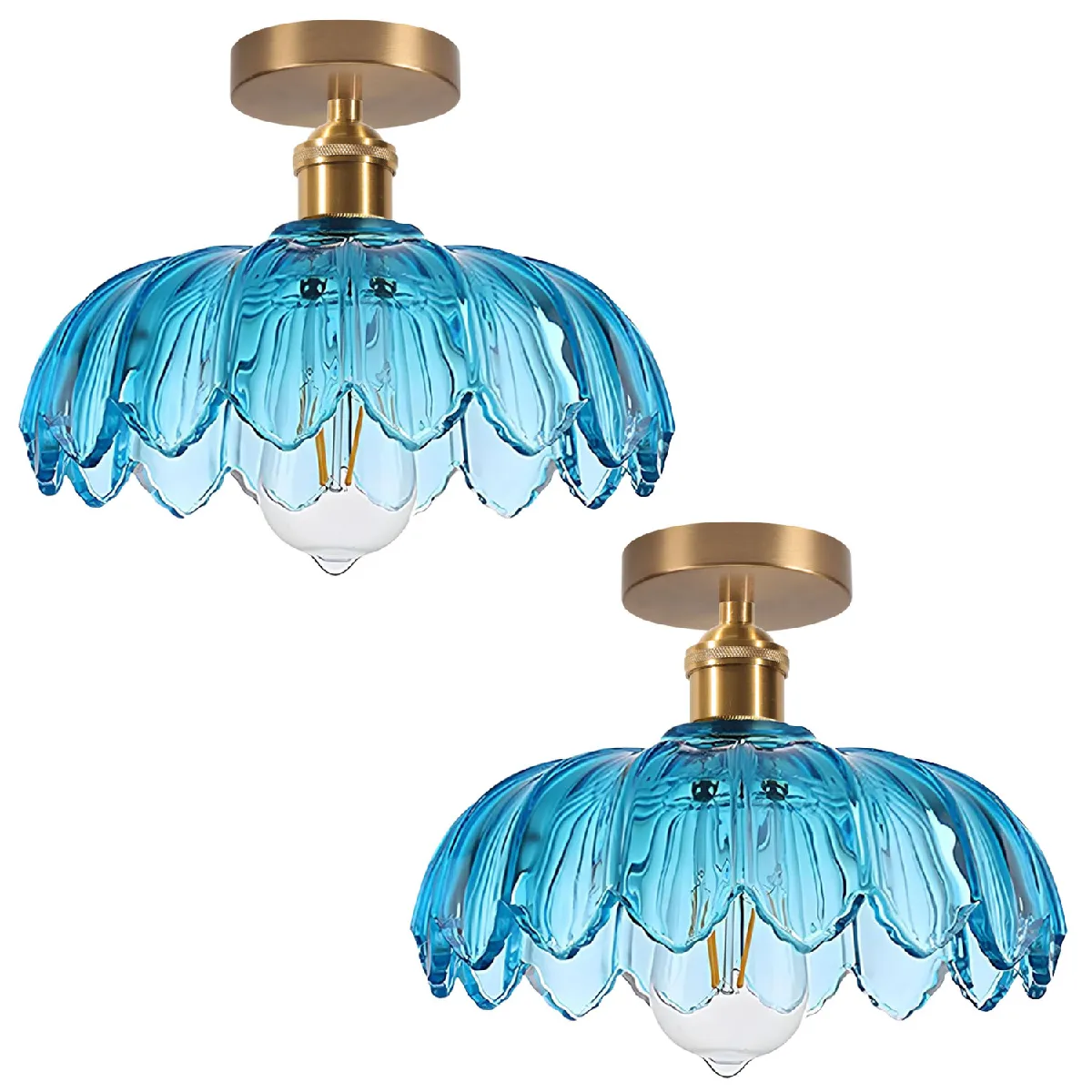 STOEX 2PCS Plafonnier En Verre Lampe De Plafond En Cristal Rétro Lustre Moderne E27 - vue 3