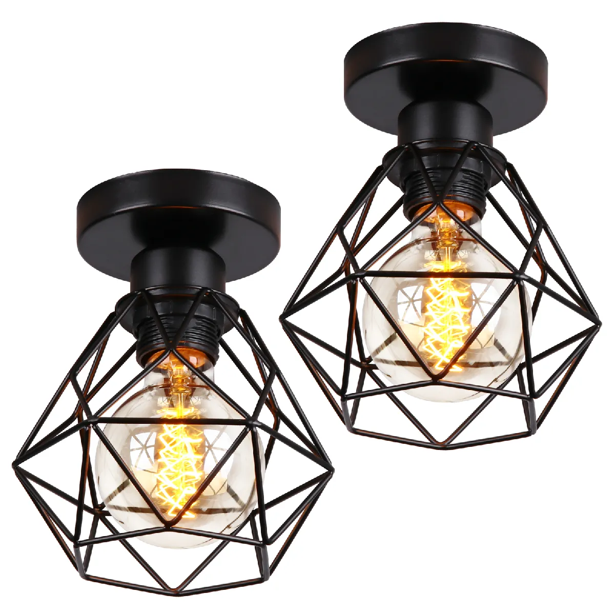Stoex plafonnier cage métal x2 - Noir