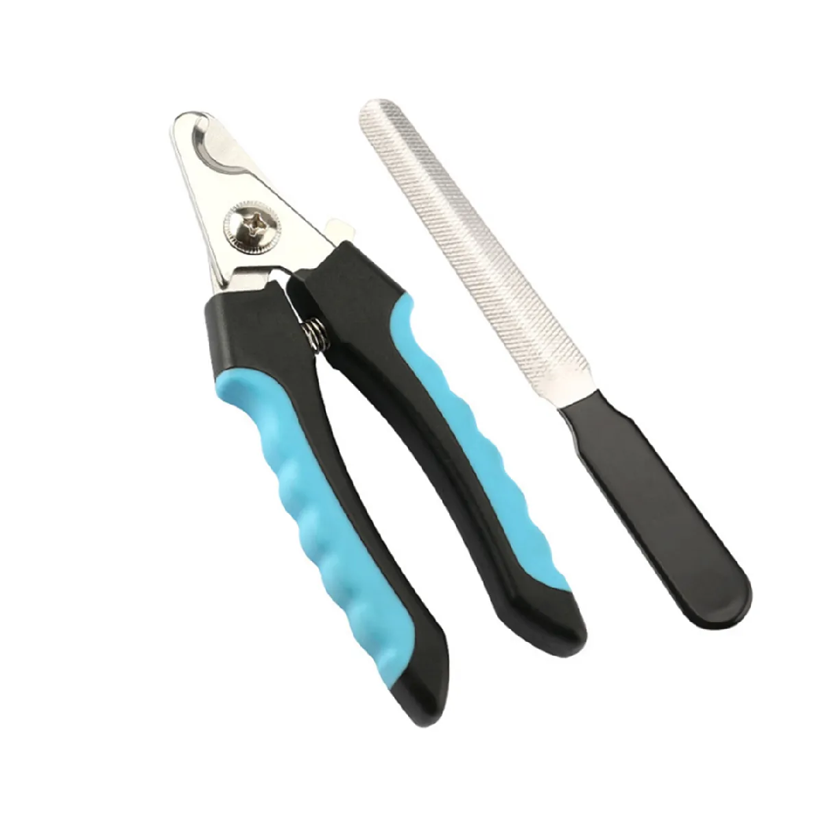 Comparer les prix de Ciseaux à ongles en acier inoxydable pour animaux avec lime, bleu noir