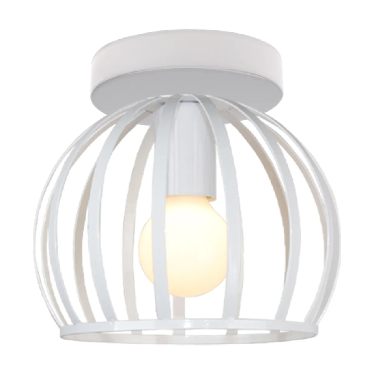 Stoex Lampe de plafond rétro cage métal - Blanc