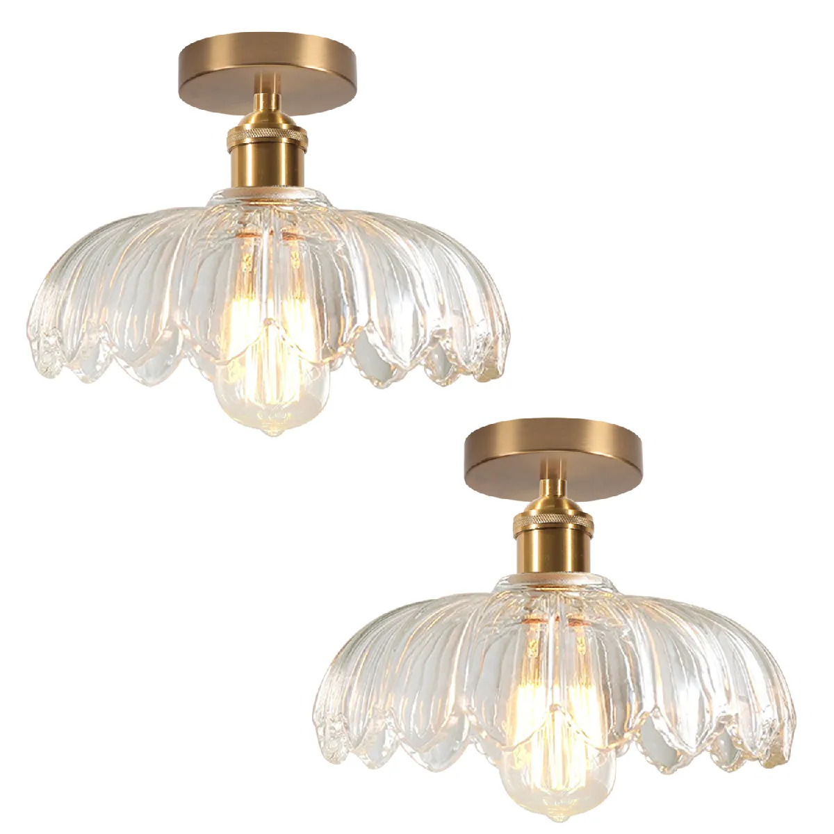 STOEX 2PCS Plafonnier En Verre Lampe De Plafond En Cristal Rétro Lustre Moderne E27 - vue 6