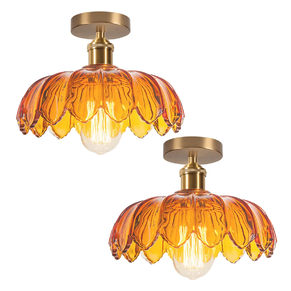 STOEX 2PCS Plafonnier En Verre Lampe De Plafond En Cristal Rétro Lustre Moderne E27 - vue 1