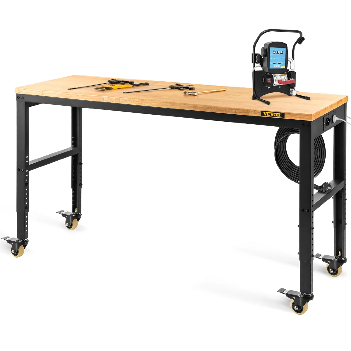 VEVOR Établi Garage Atelier Table de Travail Réglable 4 Roulettes 122 x 51 cm