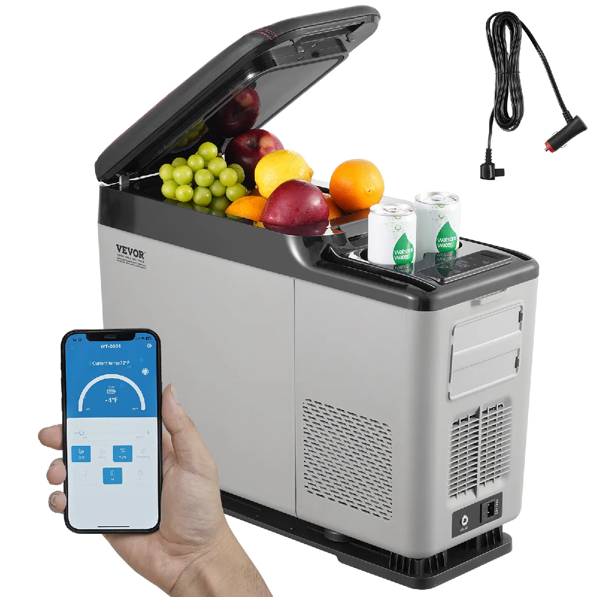 Vevor Réfrigérateur Portable À Compression 15 L, Mini Frigo De Voiture 12/24 V Cc Et 100-240 V Ca, Glacière À Zone Unique, -20 °C À 20 °C Réglable, Po - Image 4