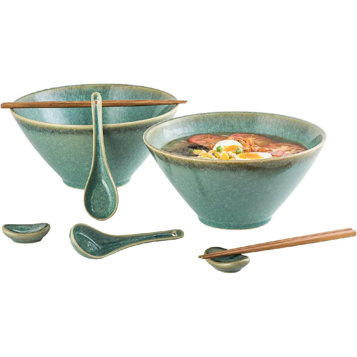 Vendos85 Vert Lot 8 Pièces Bols Ramen Japonais En Céramique