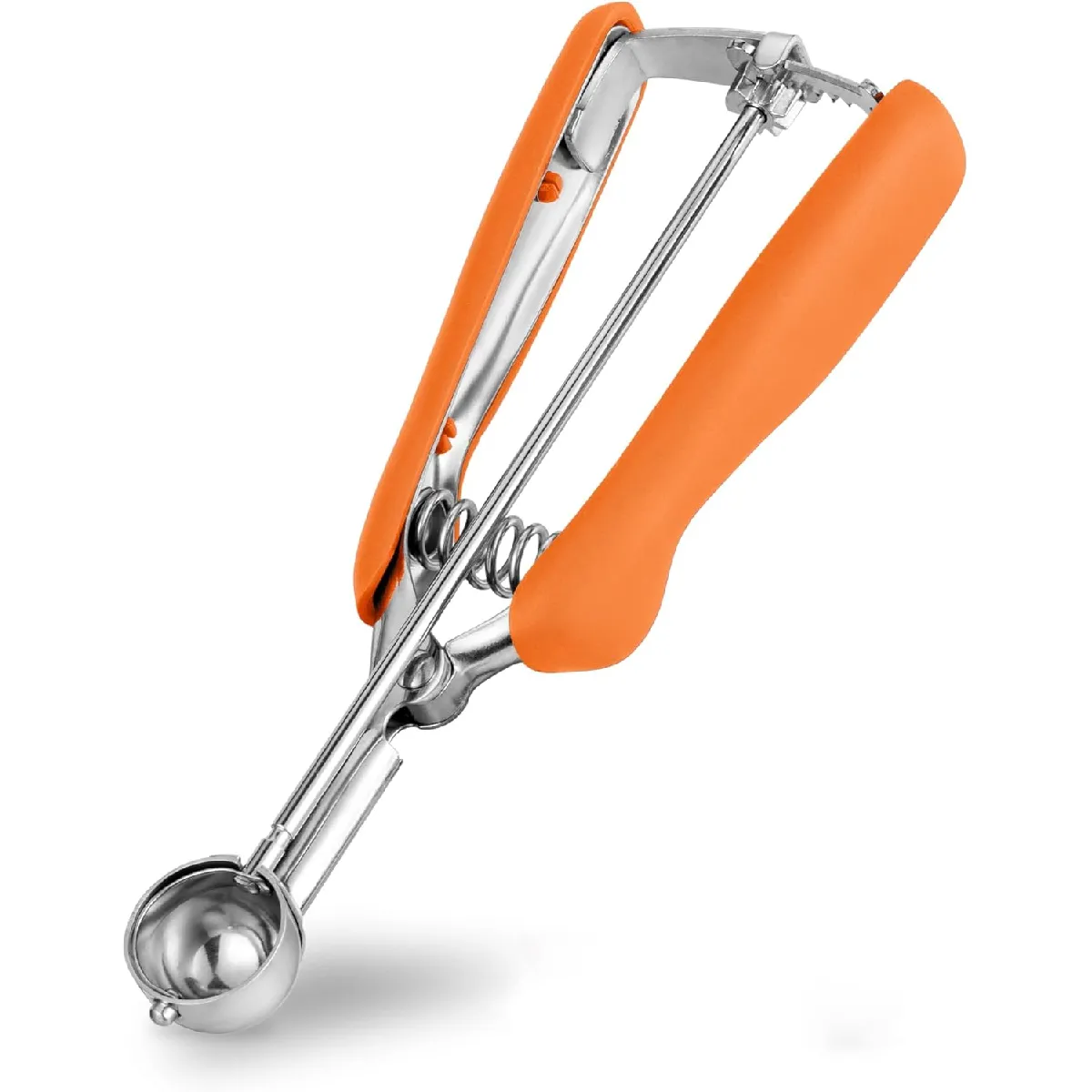 Mini cuillère à biscuits inox orange avec déclencheur 25 mm