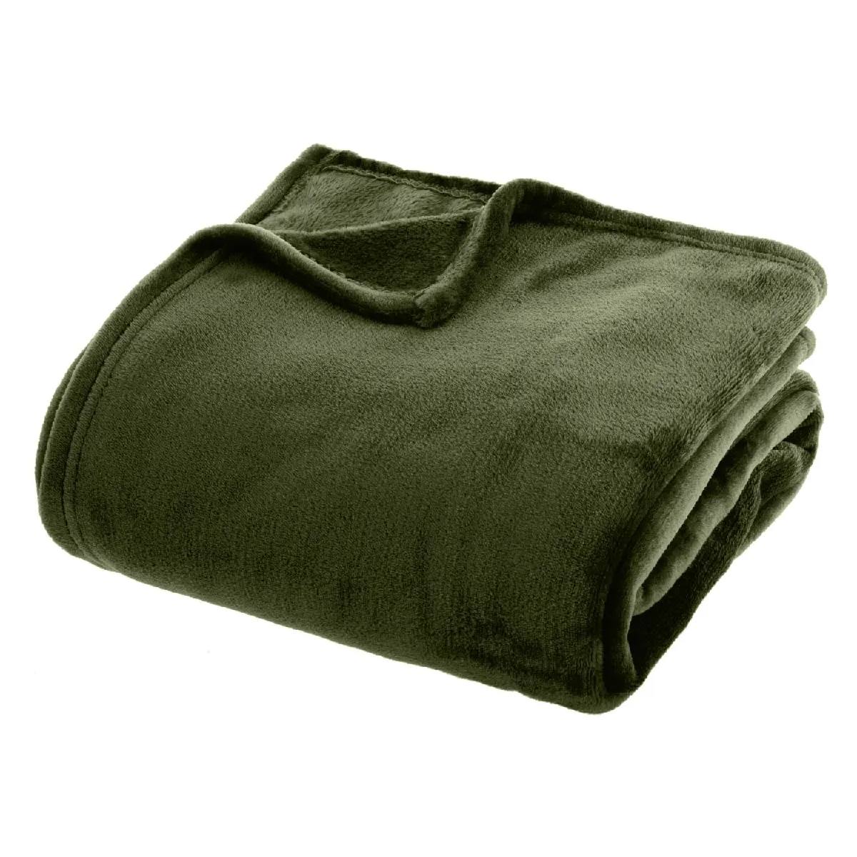 ATMOSPHERA Grand Plaid en flanelle uni - 230x180 - Vert Kaki