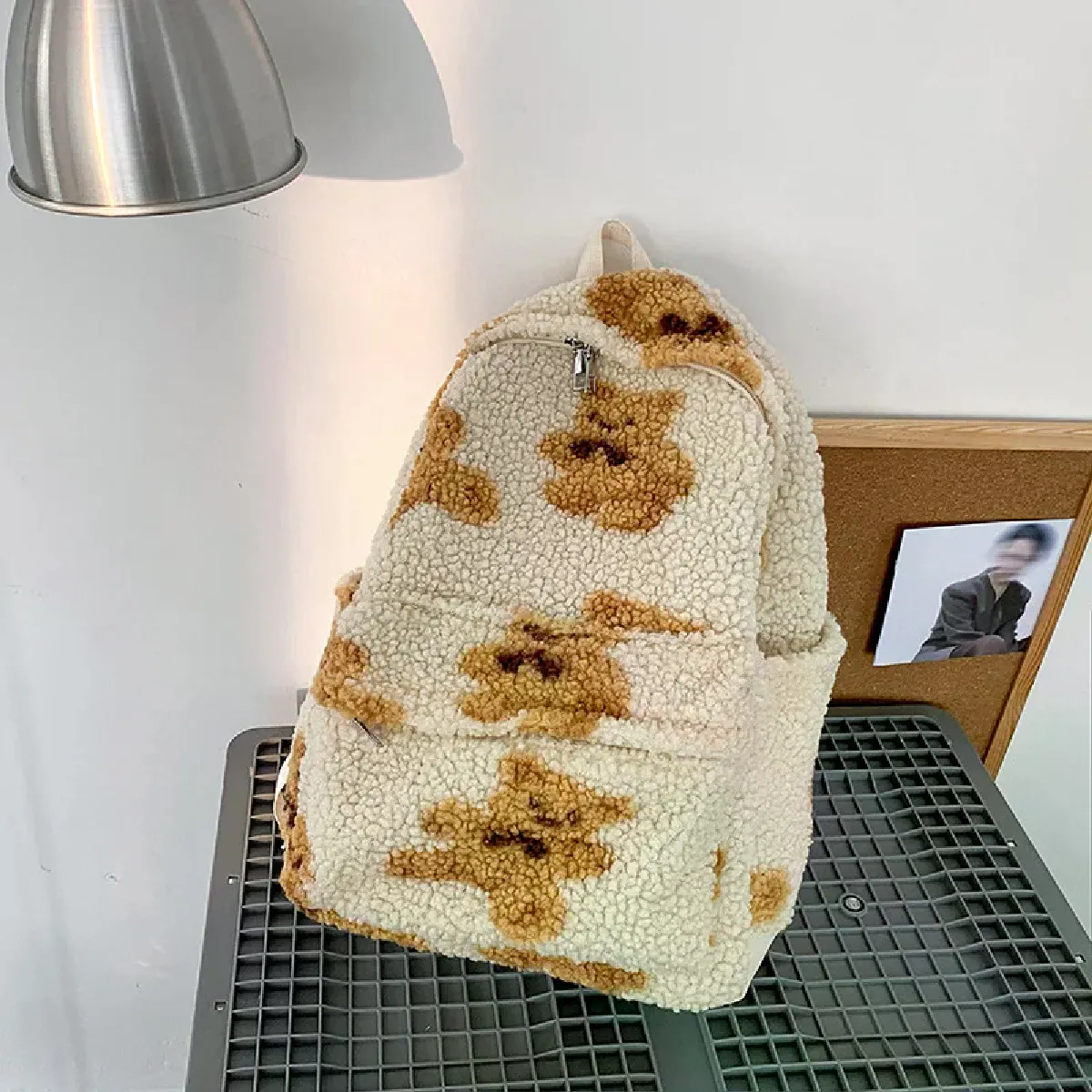 Générique Femme Sac À Dos En Imitation Poil D'agneau Pour Sac D'école Pour Adolescentes, Imprimé Ours, Sac À Dos Mignon, Sac À Dos Kawaii, Mochila Mujer~01867