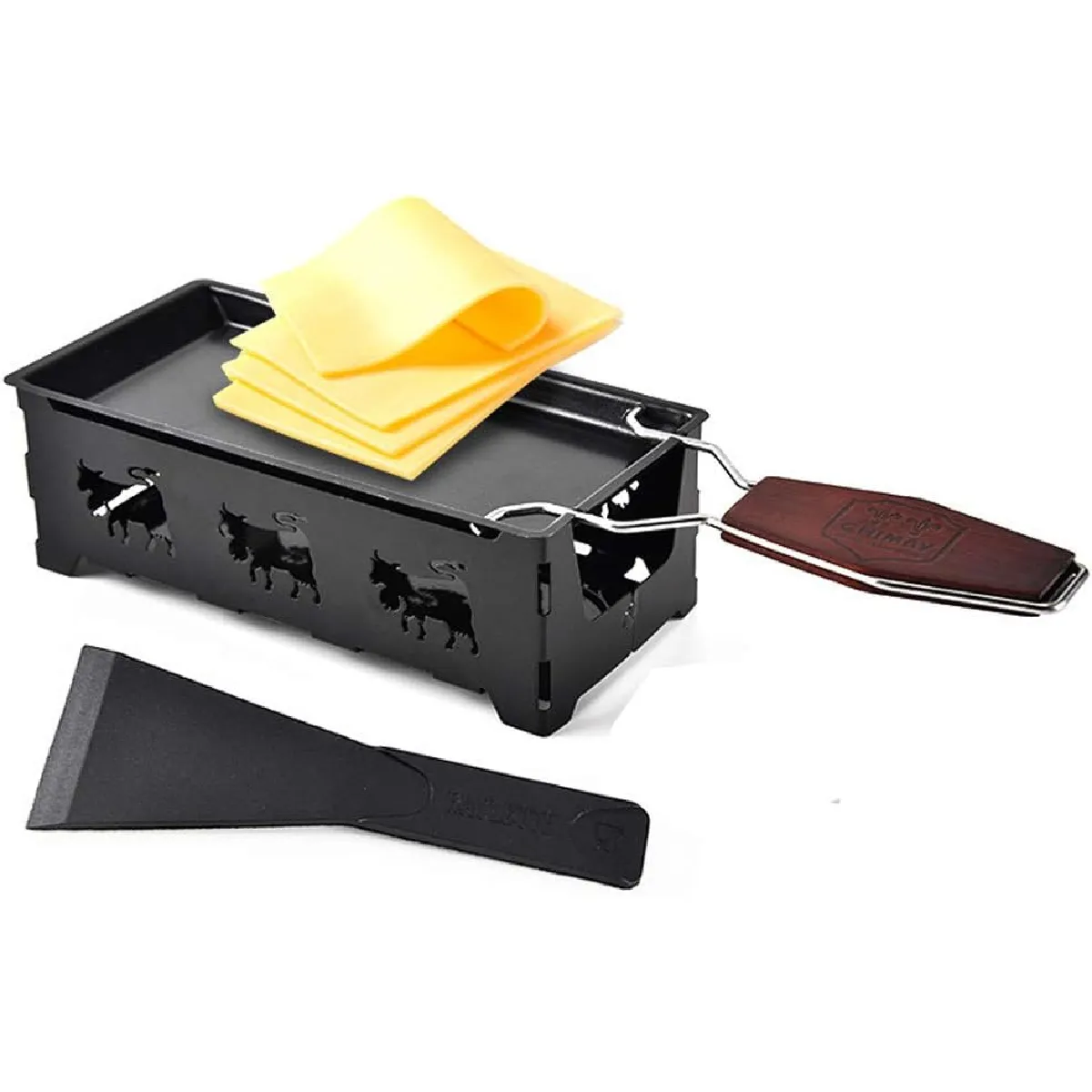 Vendos85 Noire Mini Raclette Pliable Portable Avec Spatule - Neuf - Image 3