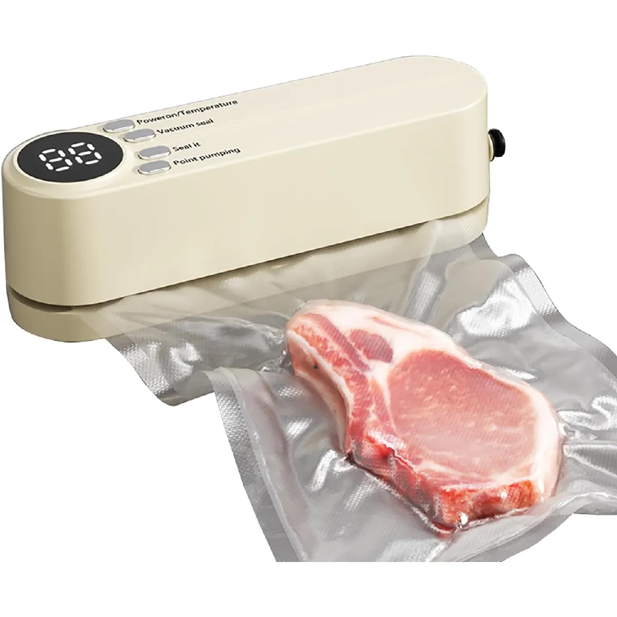 VENDOS85 Mini machine &agrave; emballer sous vide portable beige, batterie
