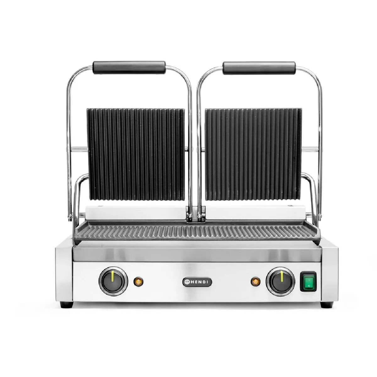 Hendi Grill De Contact - Modèle Double Dessus Et Dessous Rainurés 230V/3600W 570X370x(H)210 Mm