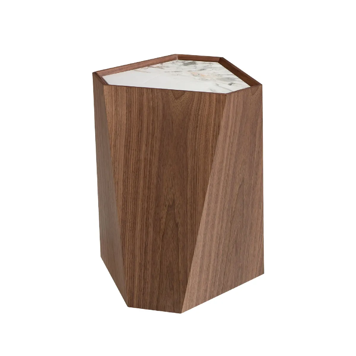 Comparer les prix de Table d'angle triangulaire en porcelaine, marbre et noyer