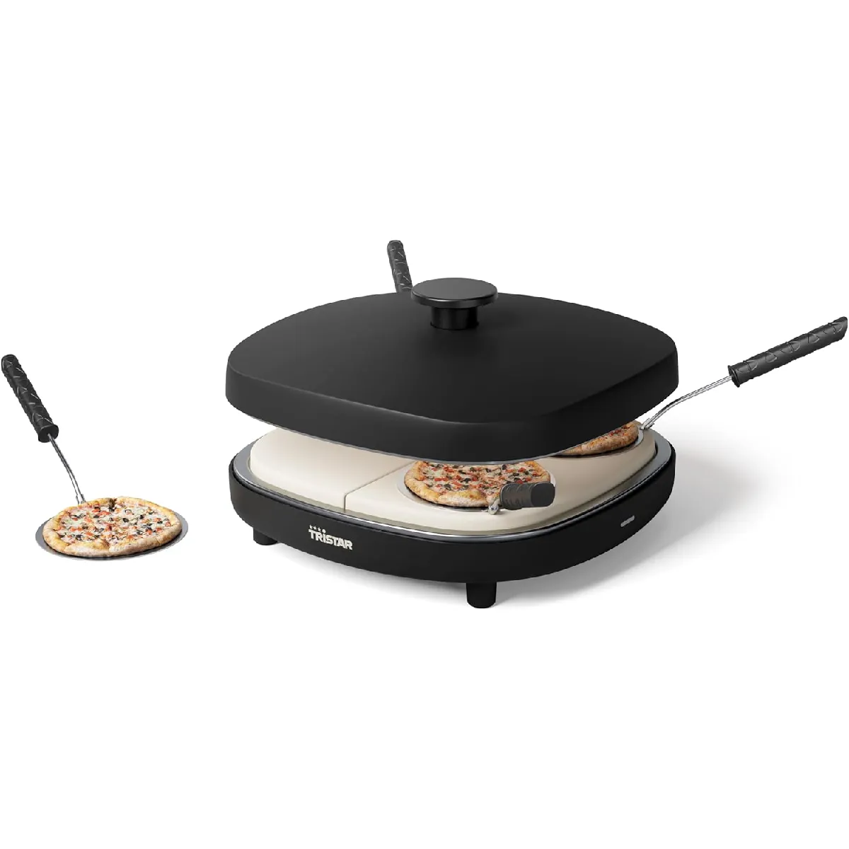 TRISTAR Four &agrave; pizza noir 900 W avec plaques antiadh&eacute;sives