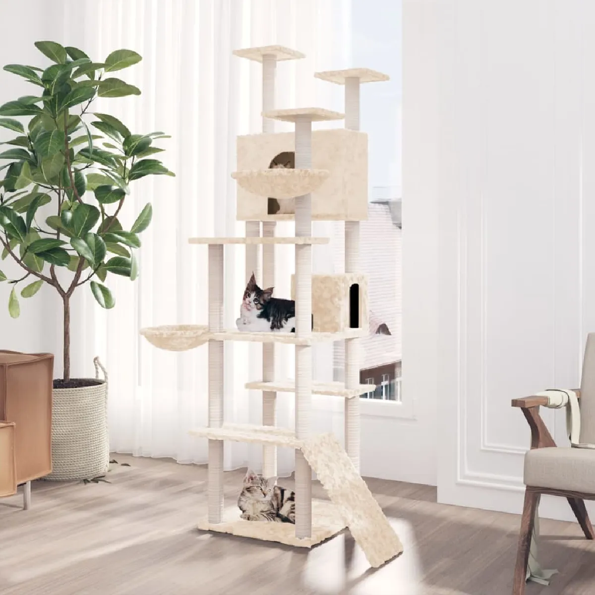 vidaXL Arbre à chat Crème 191 cm - vue 2
