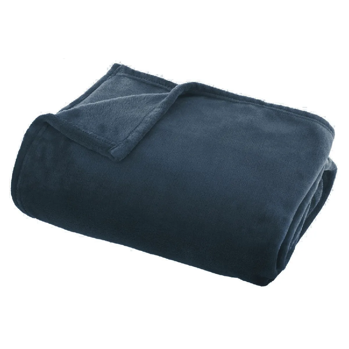 Atmosphera Bleu Grand Plaid En Flanelle Uni - 180X130 Cm - Foncé