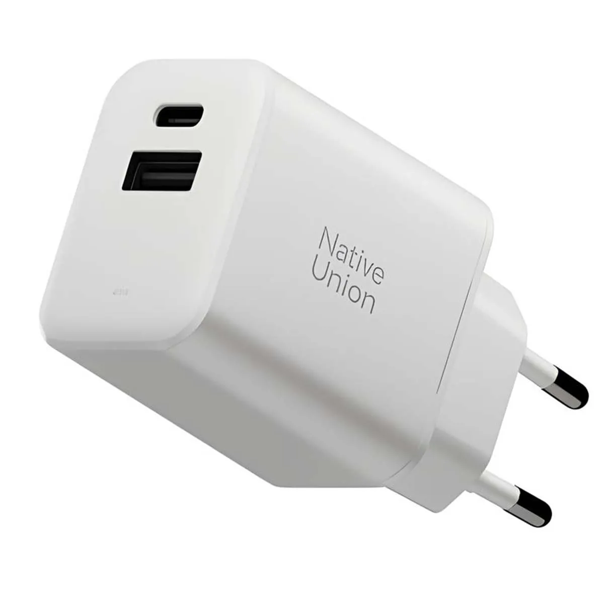 Native Union Blanc Chargeur Mural Double Port Usb-C / Usb-A Gan Power Delivery 45W