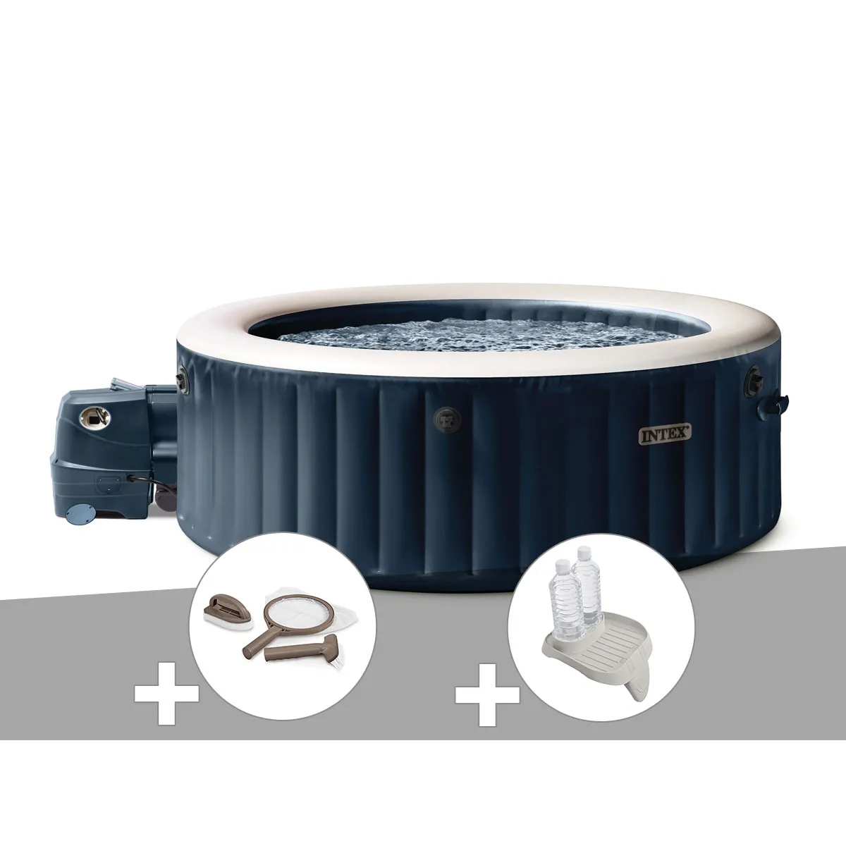 Kit spa gonflable Intex PureSpa rond Bulles 4 places + Kit d'entretien + Porteverre - vue 4