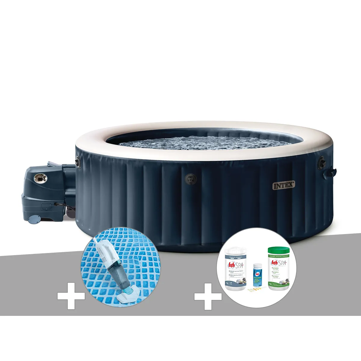 Kit spa gonflable Intex PureSpa rond Bulles 4 places + Aspirateur + Kit de traitement brome - vue 3