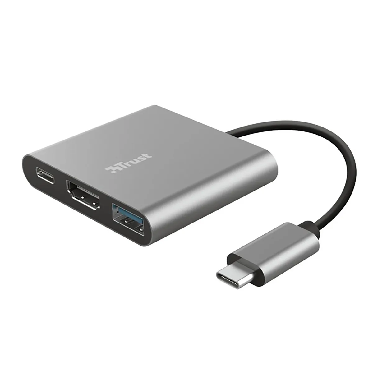 Trust Argent Adaptateur Multiport Usb-C 3 En 1 Pour Pc Portable Resolution 4K