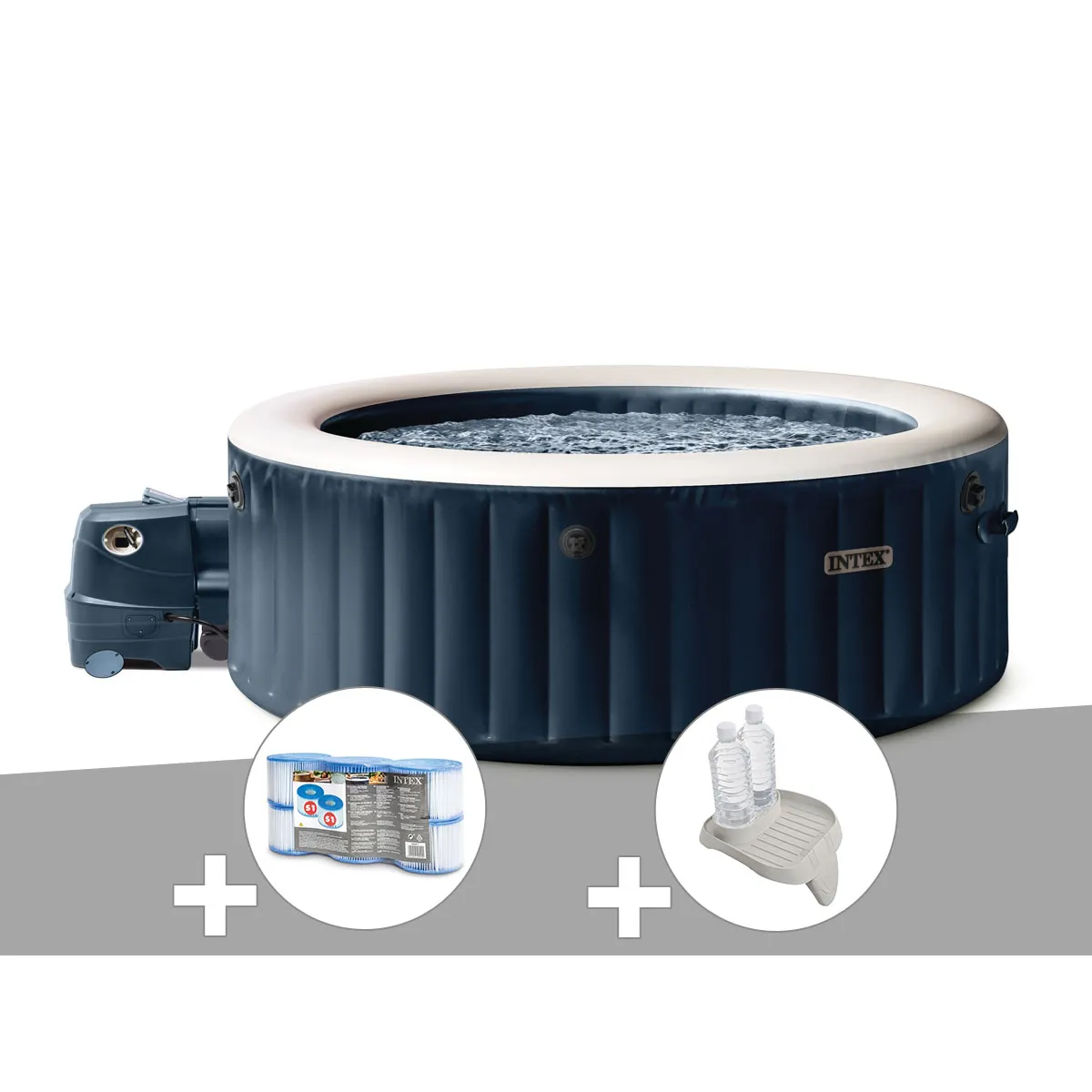 Kit spa gonflable Intex PureSpa rond Bulles 4 places + 6 filtres + Porteverre - vue 4
