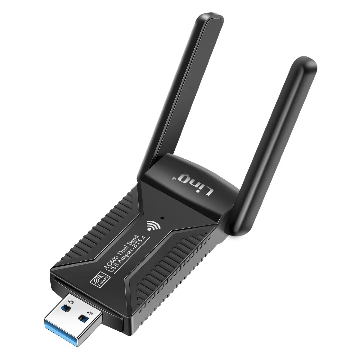 LINQ  Carte R&eacute;seau Cl&eacute; USB WiFi 600Mbps et Bluetooth 5.4 Double Bande Noir