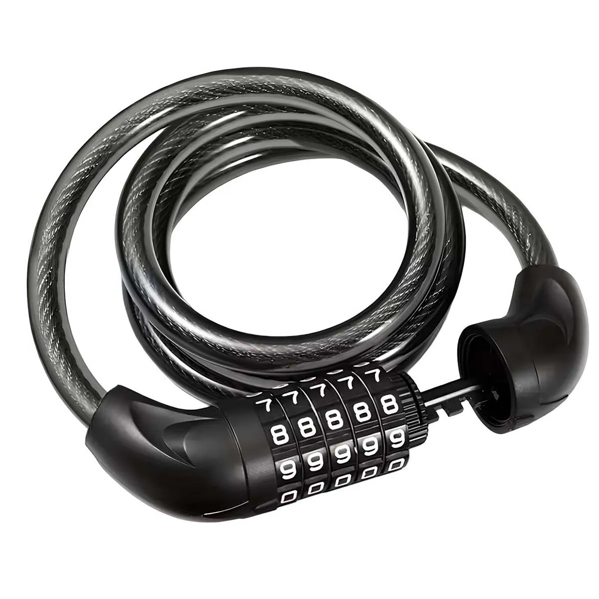 Avizar - Antivol Vélo à Câble Spirale - Code à 5 Chiffres - 120cm - Noir - Image 2
