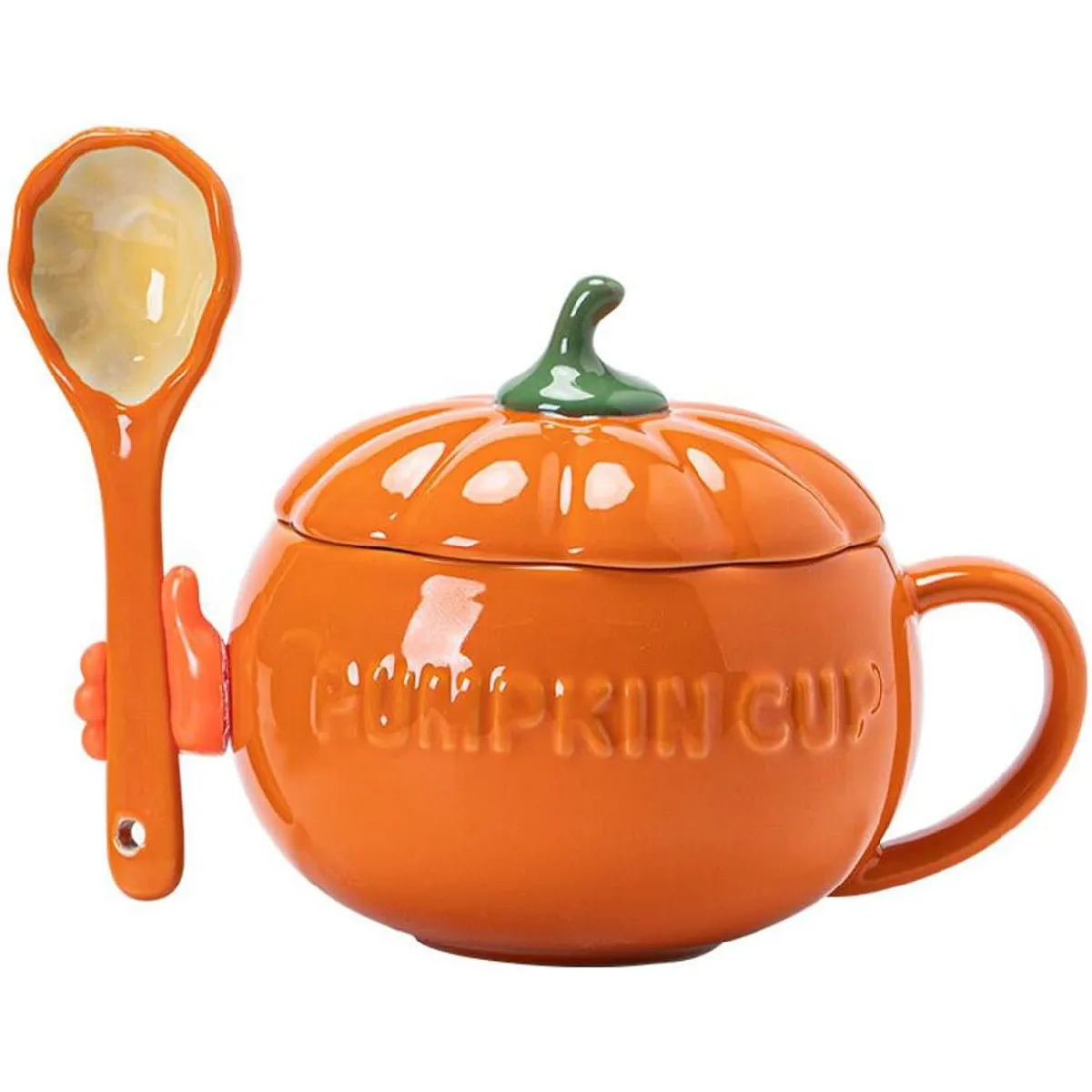 Vendos85 Tasse Citrouille Kawaii En Céramique Avec Cuillère Et Silicone