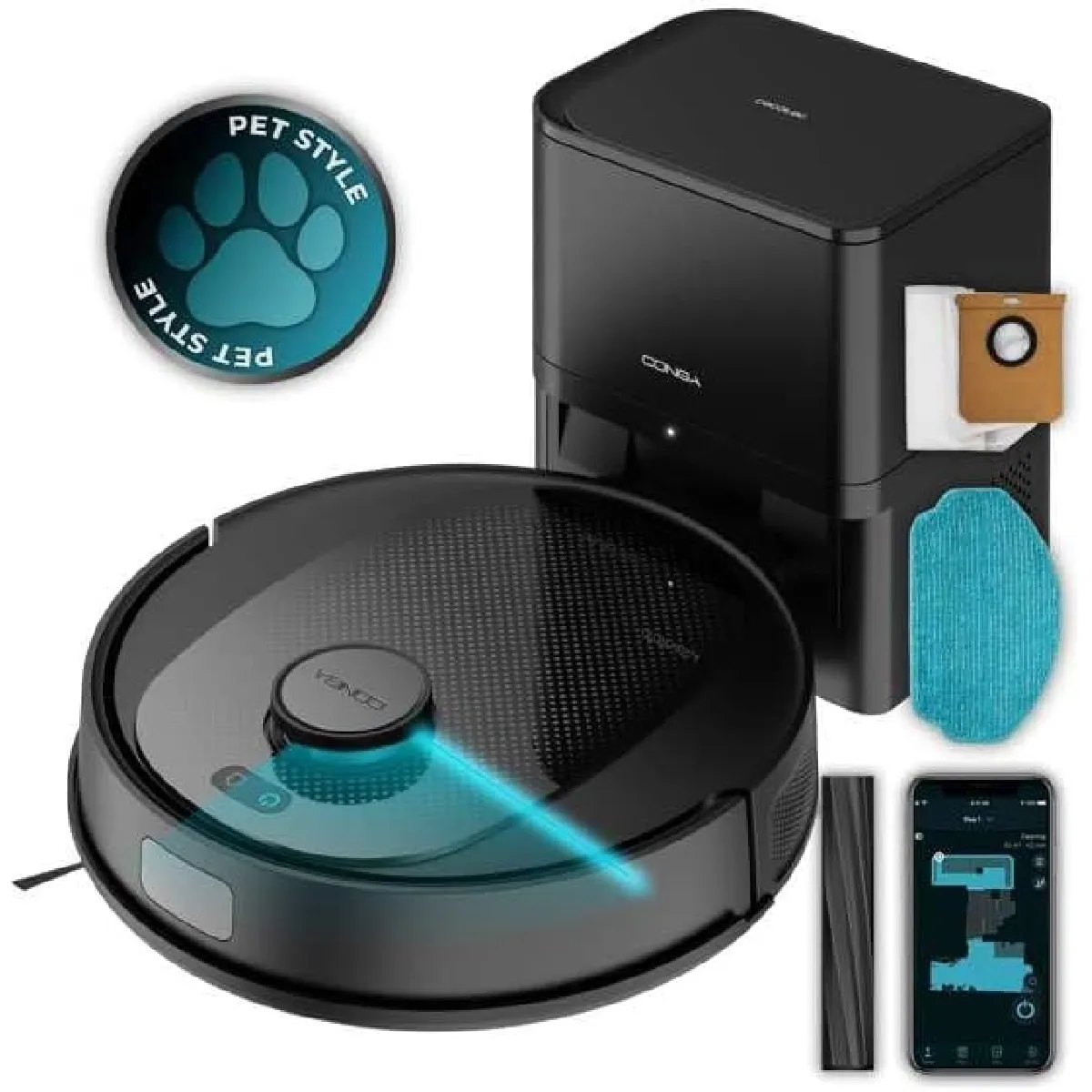 CECOTEC Robot aspirateur noir 3200 mAh Self-Emptying