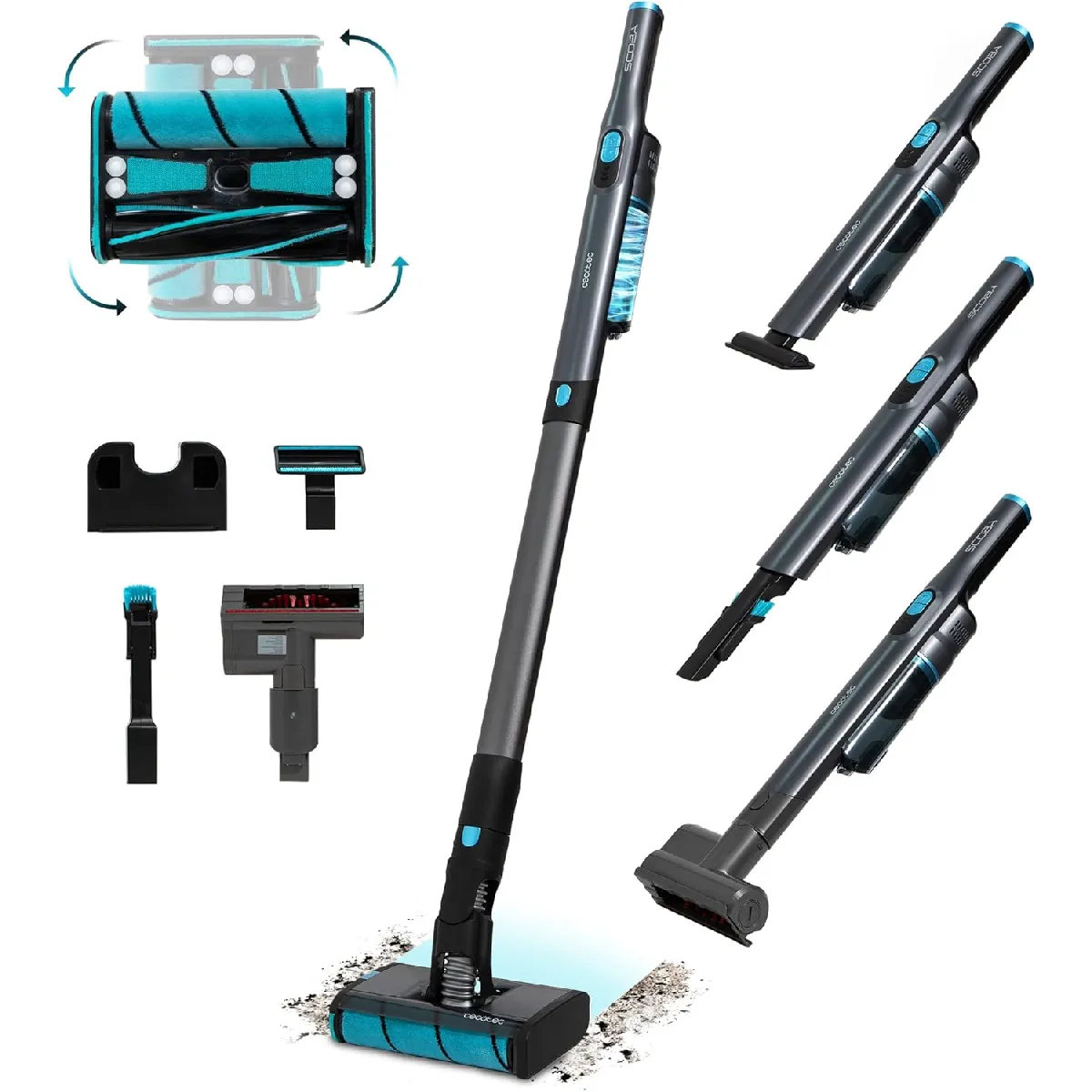 CECOTEC Aspirateur balai sans fil l&eacute;ger 2 en 1 pour tapis