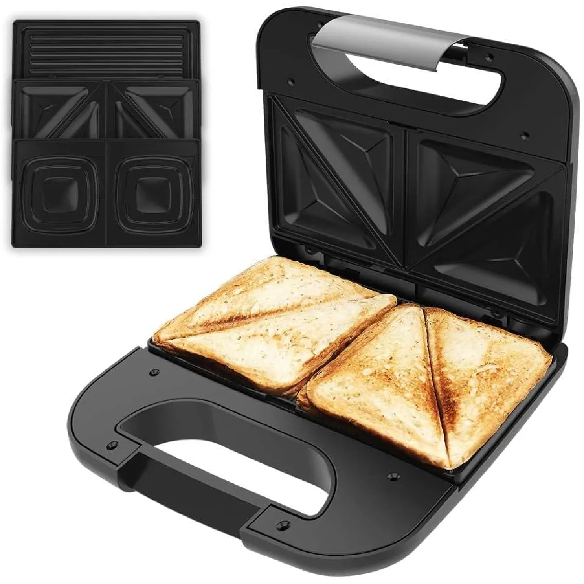 Appareil à sandwichs 3 en 1 avec plaques interchangeables 800?W Neuf - vue 2