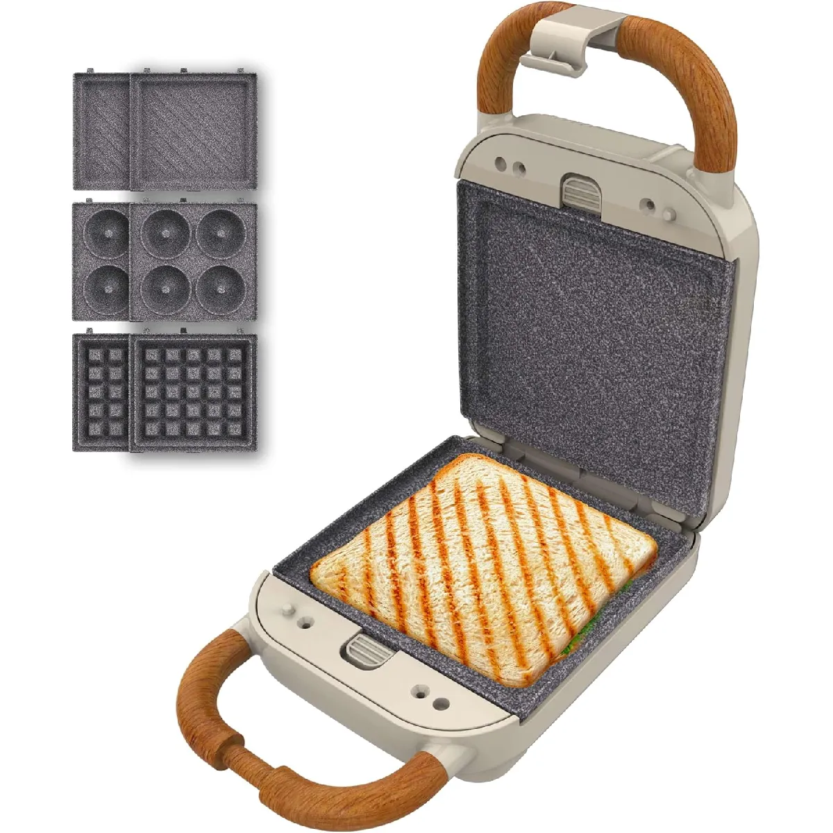 Cecotec Machine À Sandwich Rétro 3-En-1 700?W