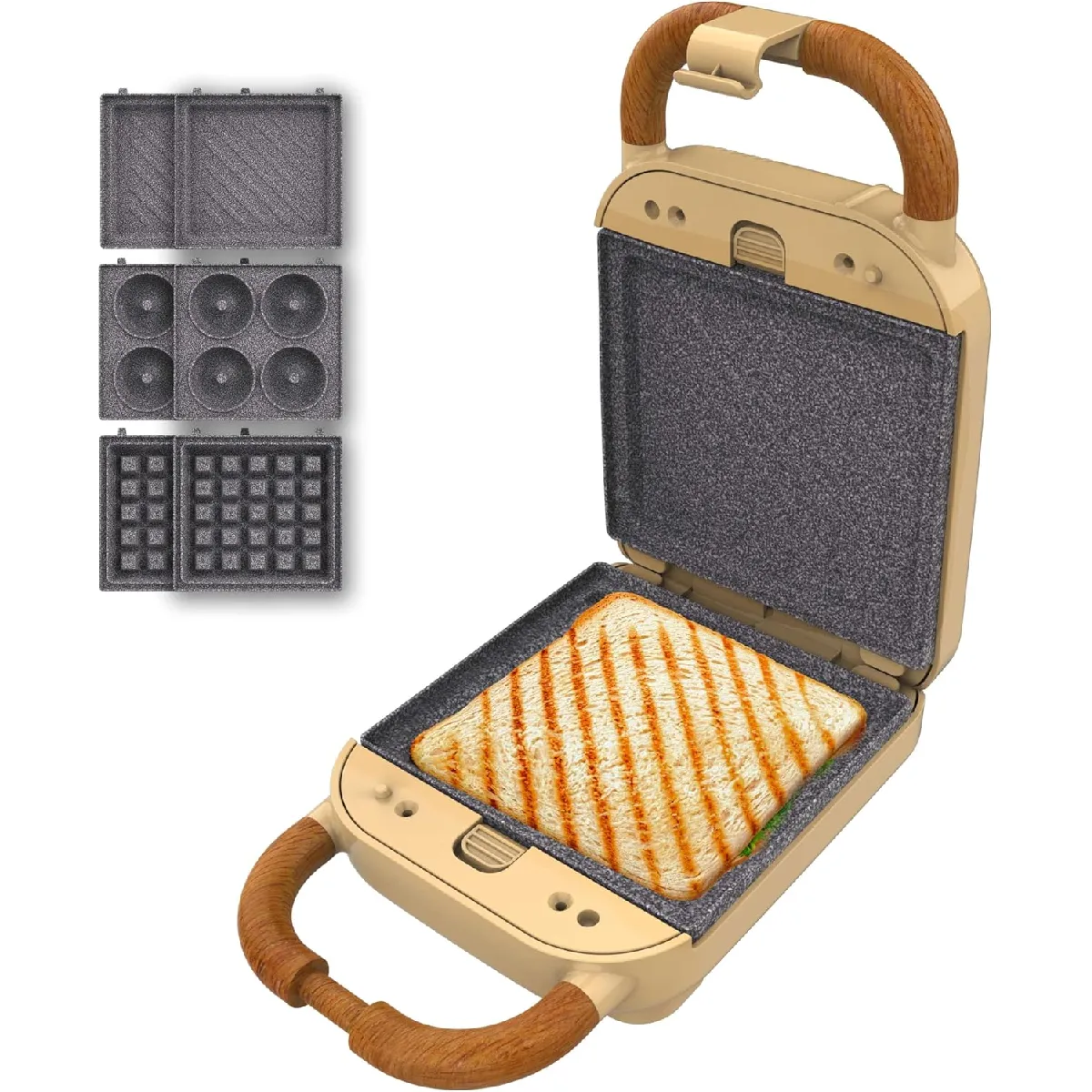 Cecotec Jaune Machine À Sandwich 3-En-1 700?W