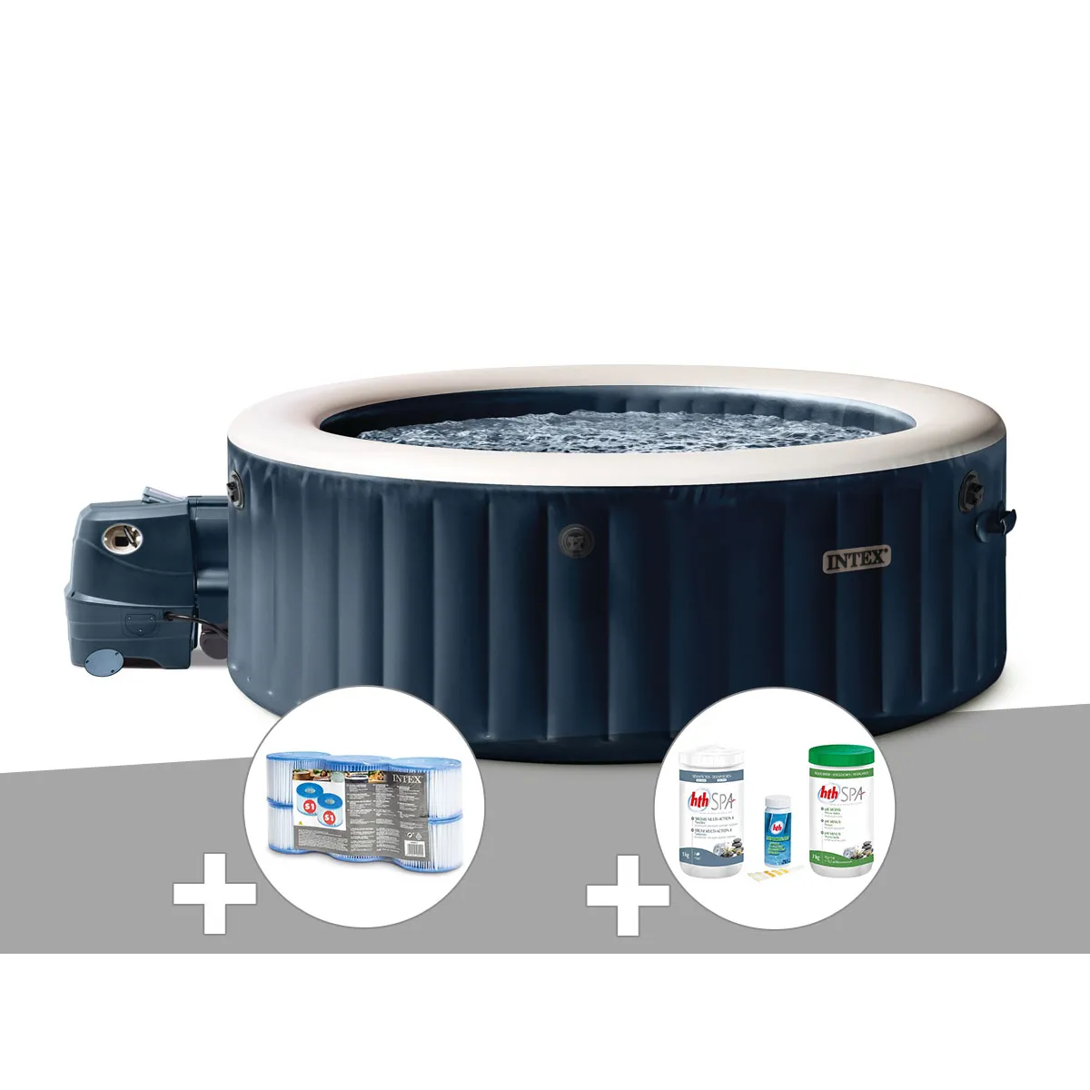 Kit spa gonflable Intex PureSpa rond Bulles 6 places + 6 filtres + Kit de traitement brome - vue 3