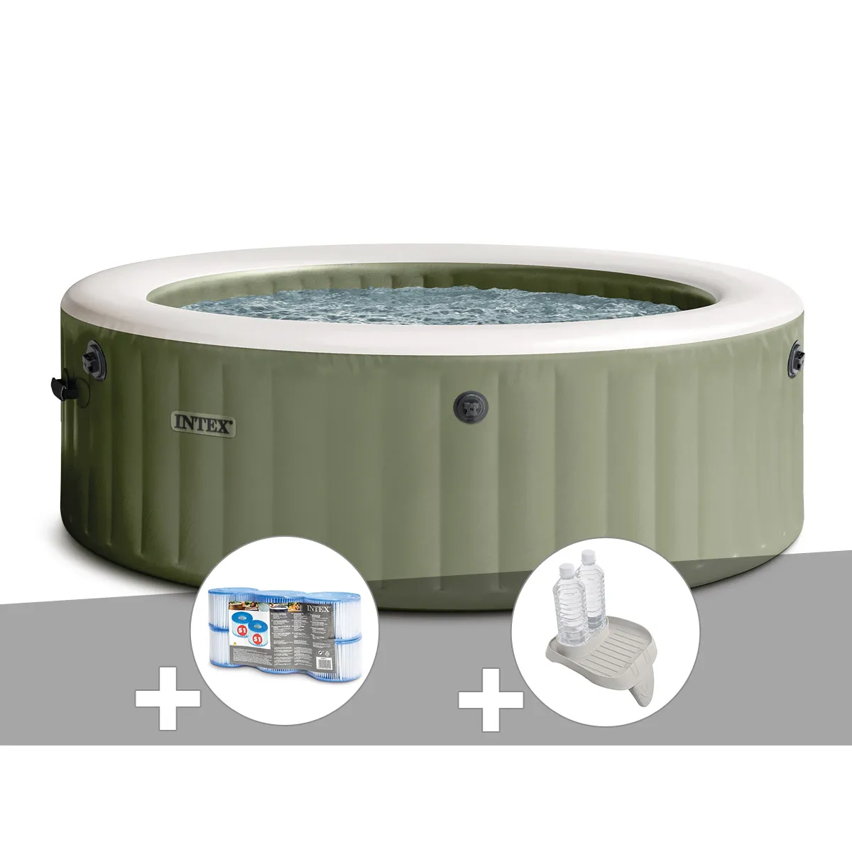 INTEX Kit Spa Gonflable  Purespa Olive Rond Bulles 6 Places