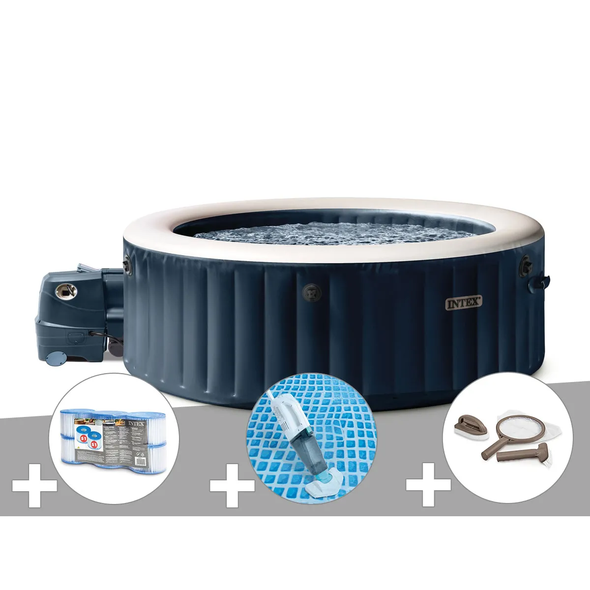Kit spa gonflable Intex PureSpa rond Bulles 6 places + 6 filtres + Aspirateur + Kit d'entretien - vue 3