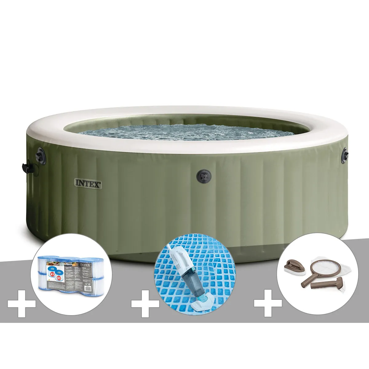 Kit spa gonflable Intex PureSpa rond Bulles 4 places + 6 filtres + Aspirateur + Kit d'entretien - vue 3